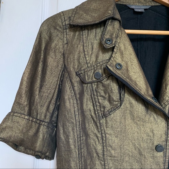 A/X Armani Exchange Linen Moto Jacket Gold Size XS - Picture 6 of 14